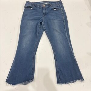 Copper Flash Curvy Bootcut Jeans Blue Distressed Frayed Raw Hem Womens 16W